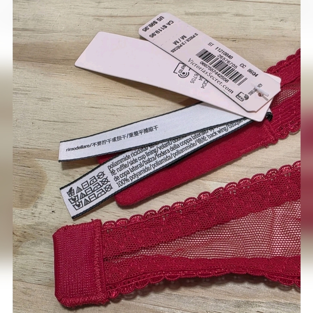 Victoria’s Secret Size M Red White Lightly Lined Lace Apron Lingerie Teddy - Picture 11 of 12